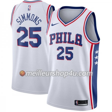 Maillot Basket Homme Philadelphia 76ers Ben Simmons 25 Nike 2017-18 Blanc Swingman